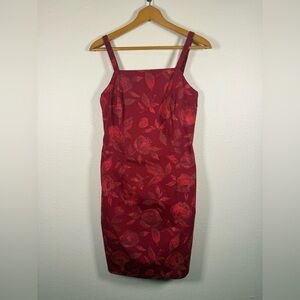 Faded Glory Red Rose Sheath Dress 100% Cotton Vintage 90s Large Women’s